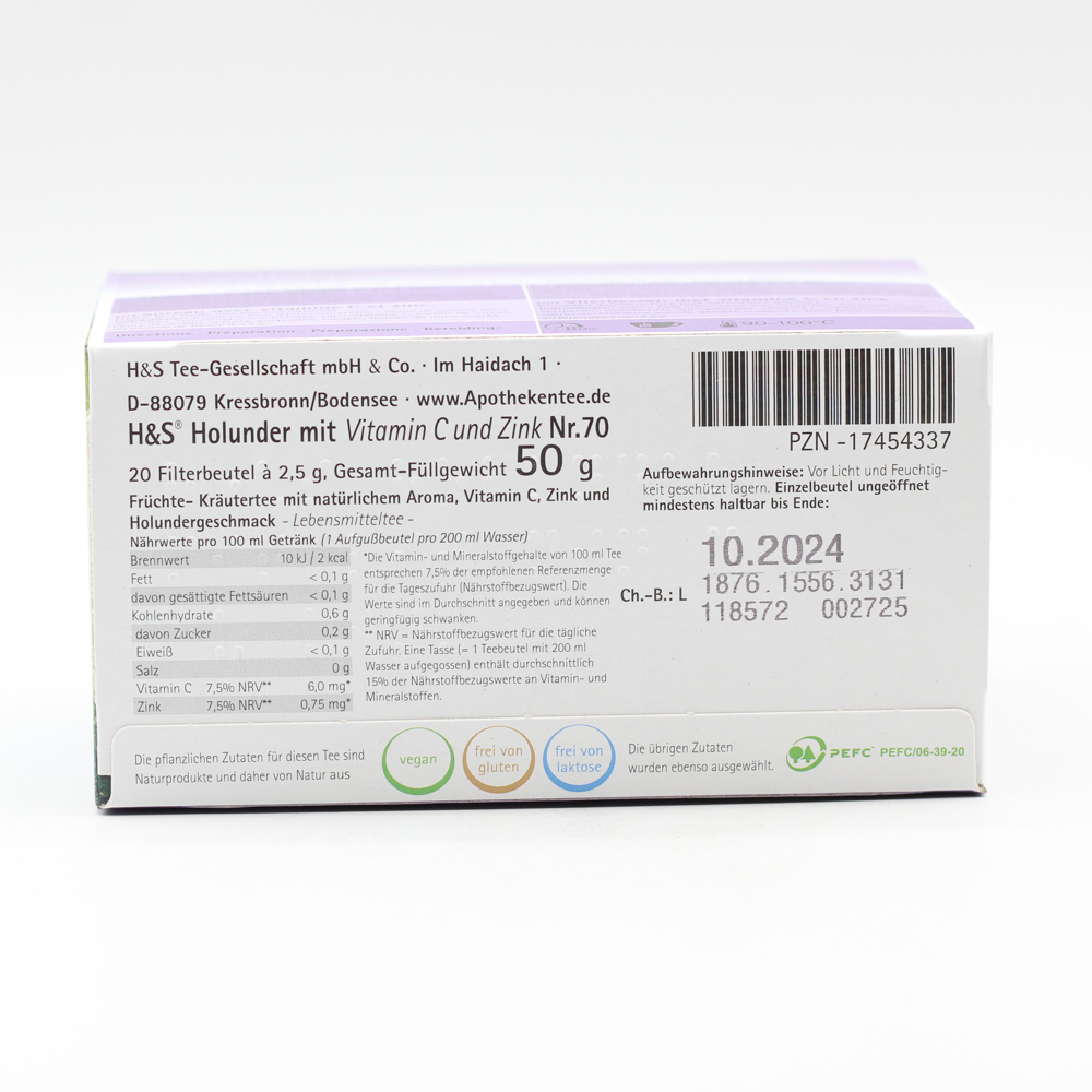 H&S Holunder m.Vitamin C und Zink Filterbeutel