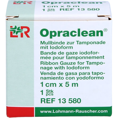 OPRACLEAN Mullbinde z.Tampon.m.Jodoform 1 cmx5 m