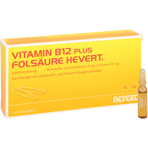 VITAMIN B12 PLUS Folsäure Hevert a 2 ml Ampullen