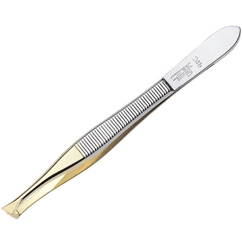 MÖRSER Pinzette schräg teilvergoldet BASIC 24B