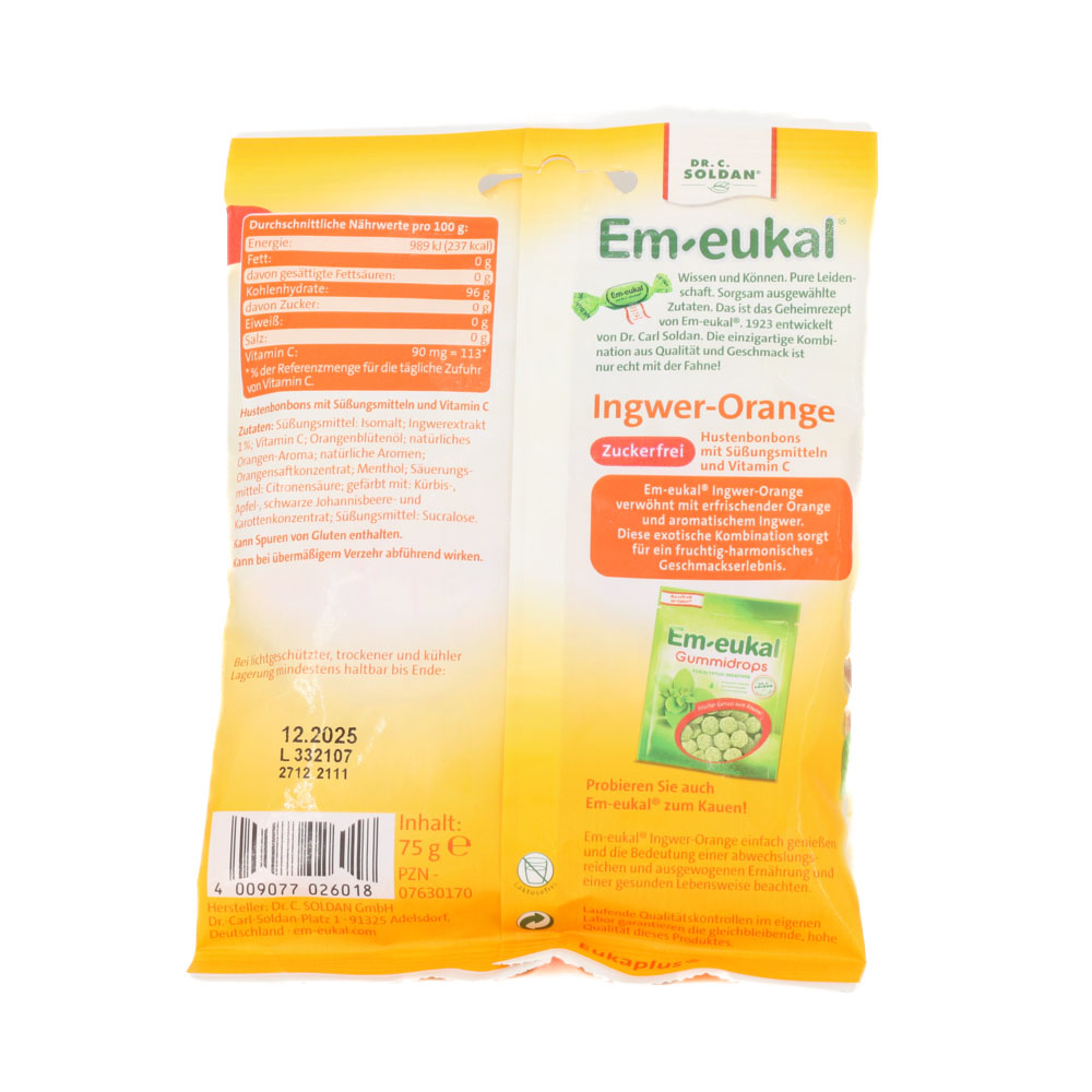 EM-EUKAL Bonbons Ingwer Orange zuckerfrei