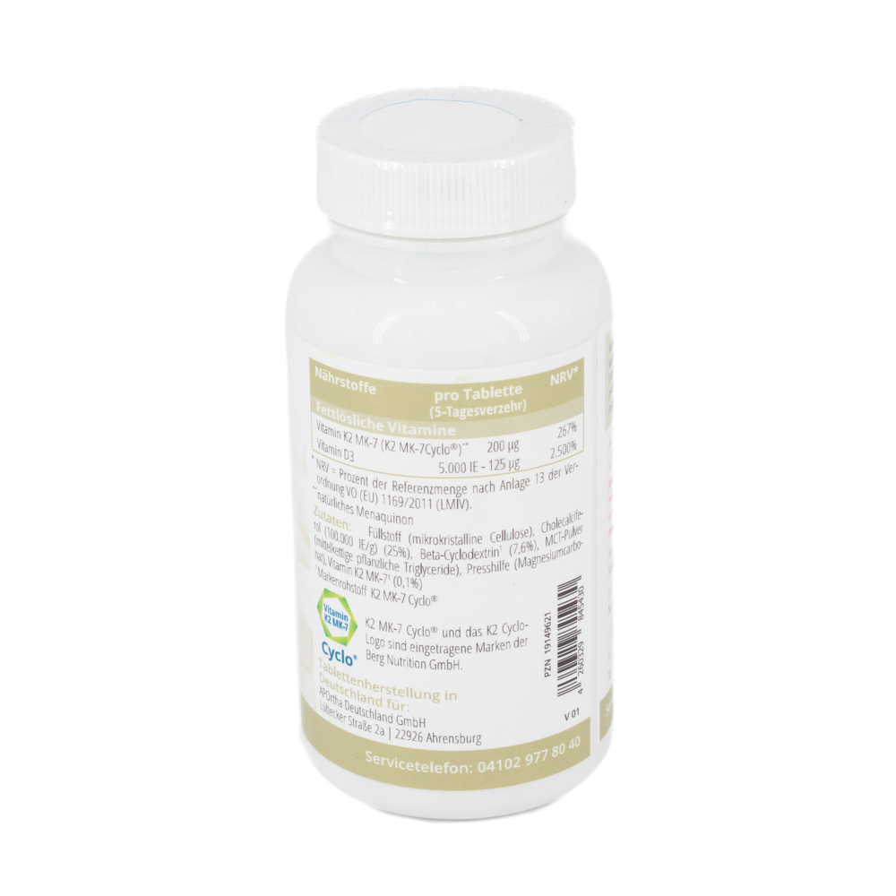 CELLUFINE Vit.D3 5.000 IE+Natto K2 MK7 Cyclo 200μg