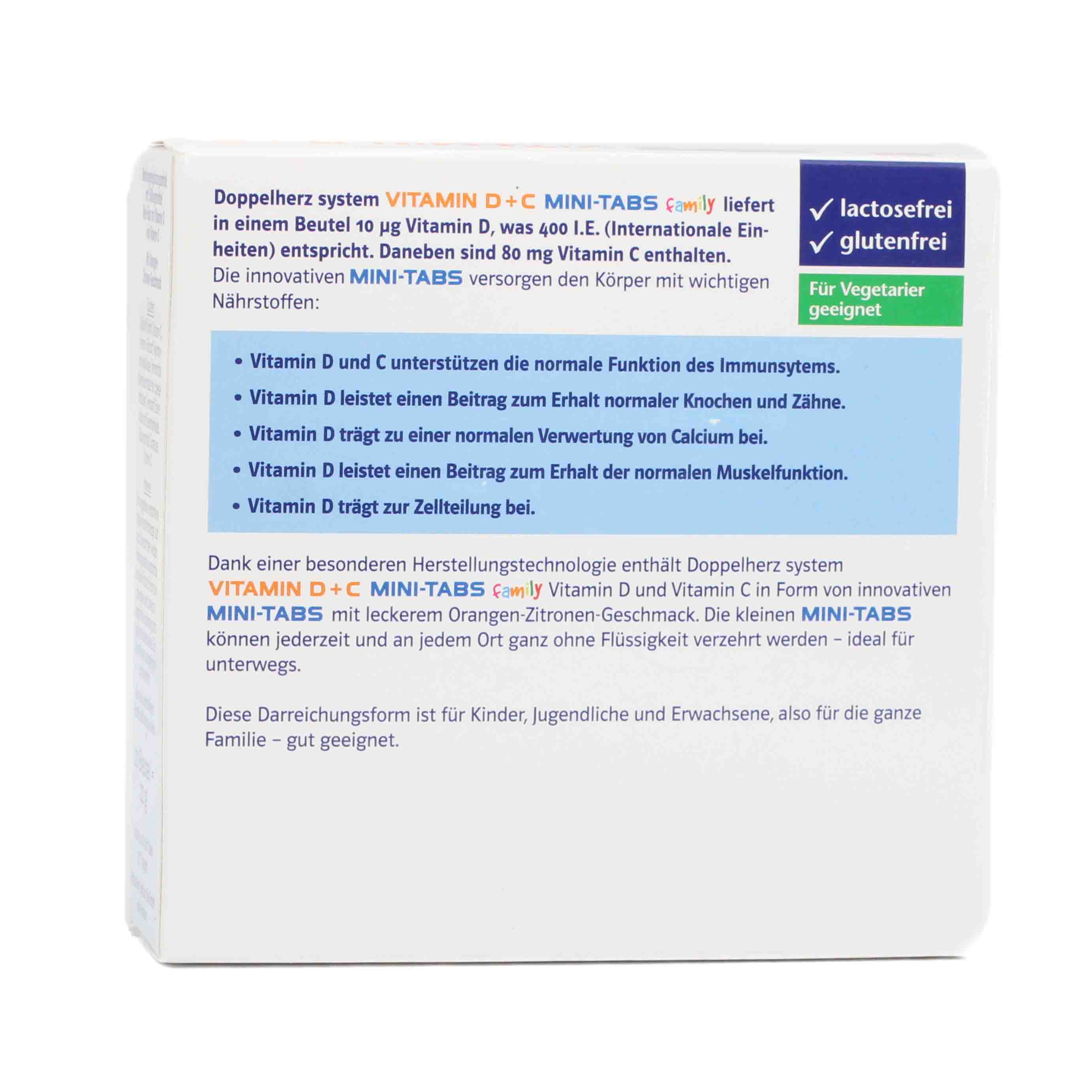 DOPPELHERZ Vitamin D+C Mini-Tabs family system