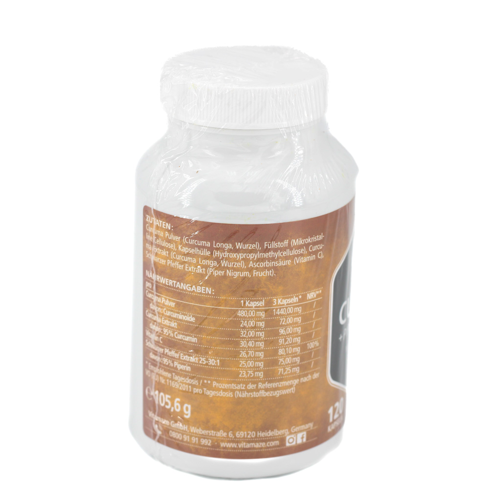 CURCUMA+PIPERIN+Vitamin C vegan Kapseln