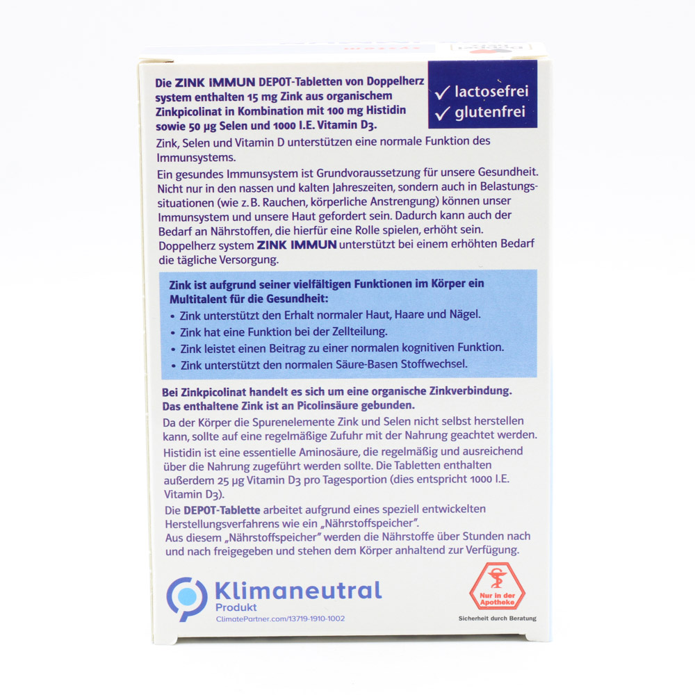 DOPPELHERZ Zink Immun Depot system Tabletten