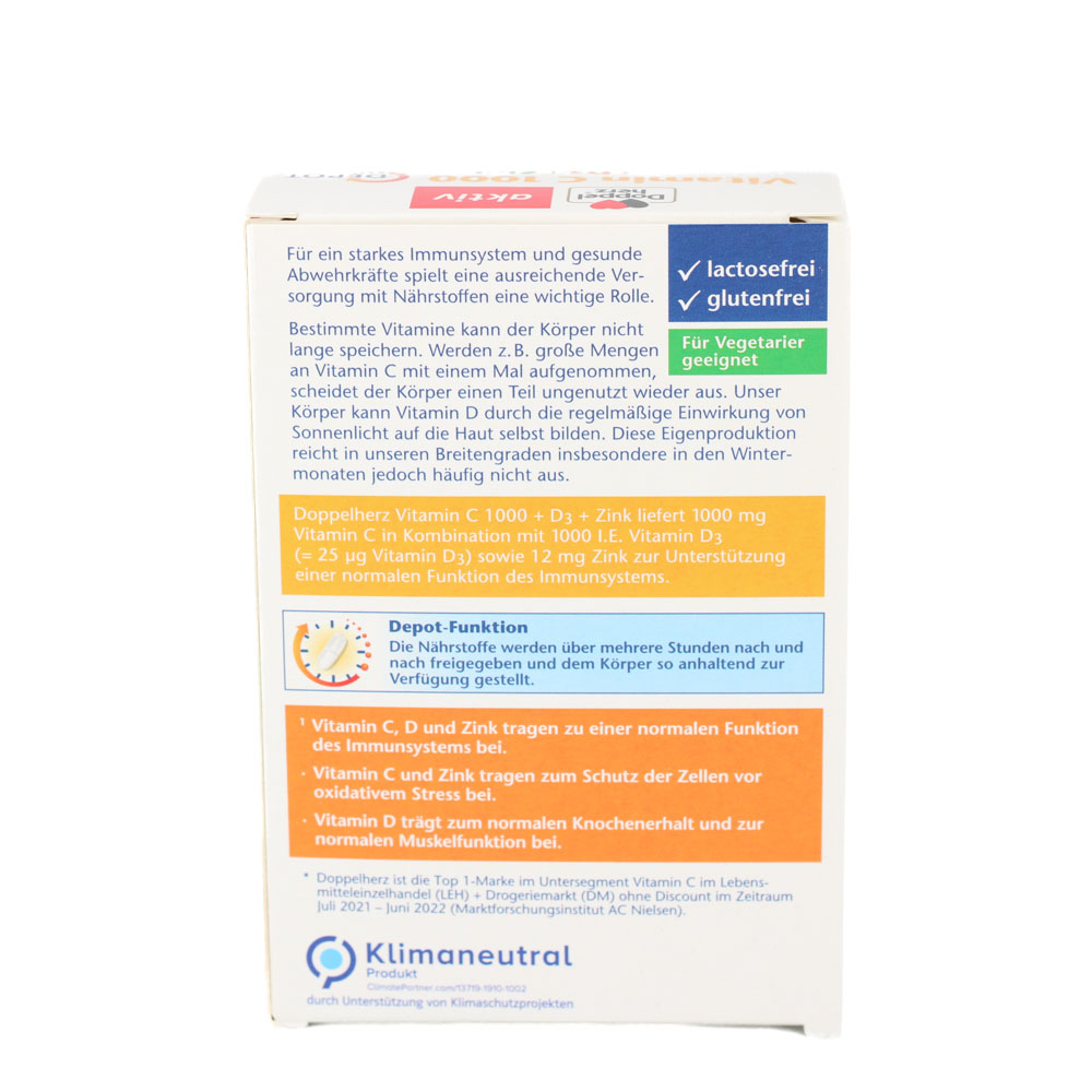 DOPPELHERZ Vitamin C 1000+D3+Zink Depot Tabletten