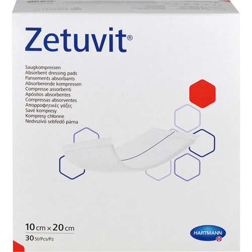 ZETUVIT Saugkompressen unsteril 10x20 cm